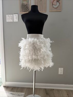 White Feather Mini Skirt